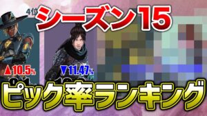【APEX LEGENDS】シーズン15 ピック率ランキング!!【エーペックスレジェンズ】